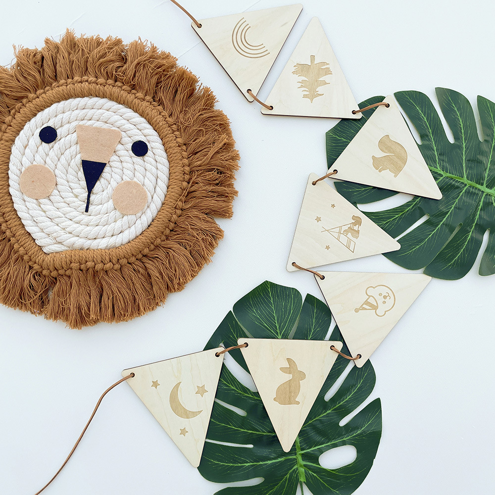Nordic Wooden Triangle Flag Wa - Baby Nursery Garland avis et prix