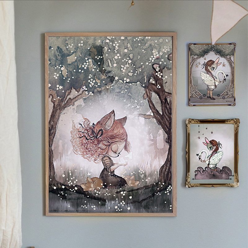 Scandinavian watercolour Rabbi - Baby Nursery Wall avis et prix