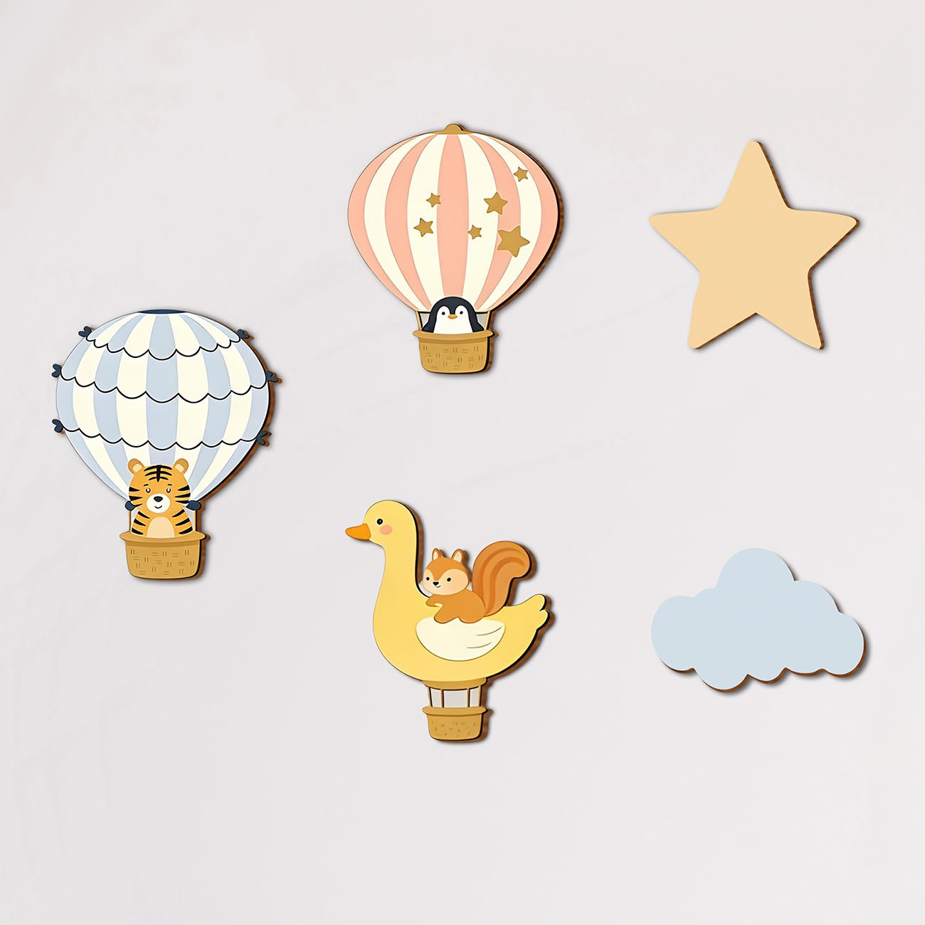 5Pcs Animal Hot Air Balloon Wo - Baby Nursery Labels avis et prix