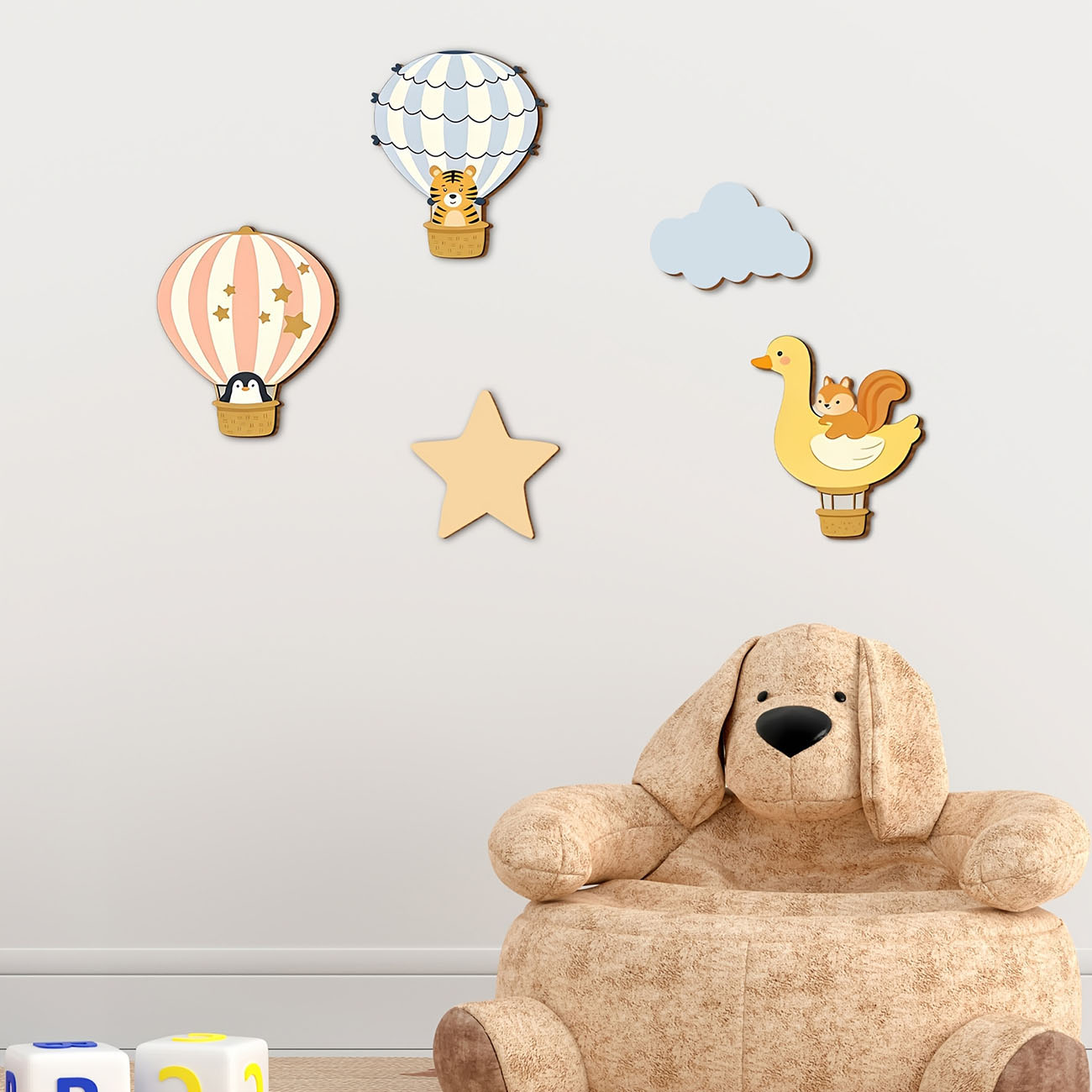 5Pcs Animal Hot Air Balloon Wo - Baby Nursery Labels avis et prix